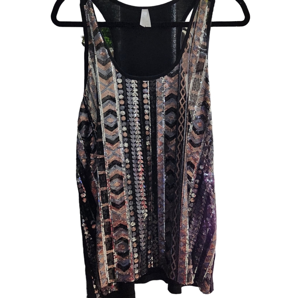 Vanity Racer Back Silver, Copper, and Black tank Size XL